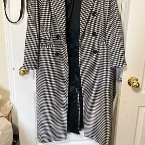 ankle length white and black coat